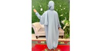 Abaya de prière voile integré bleu ciel en satin